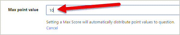 arrow pointing to max score field