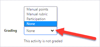 arrow pointing to Grading options