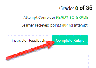Arrow pointing to Complete Rubric button