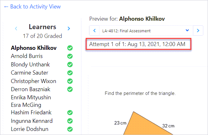 Rectangle around timestamp and number of attempt